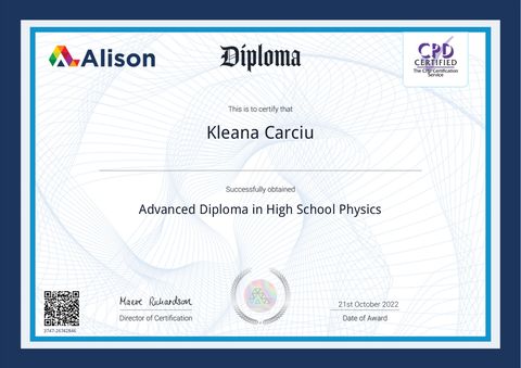 Alison Diploma – Advanced Diploma in High School Physics
